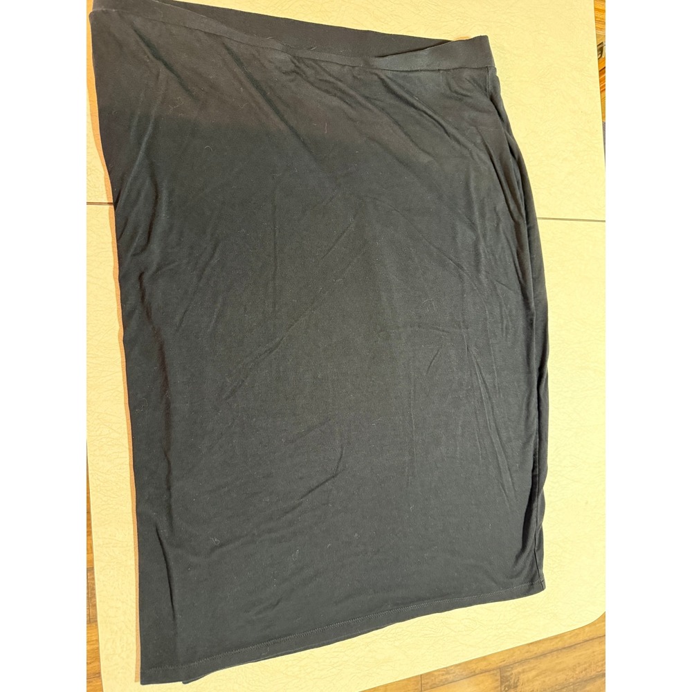 Liz Claiborne Black Rayon Spandex Stretch Midi Skirt XL